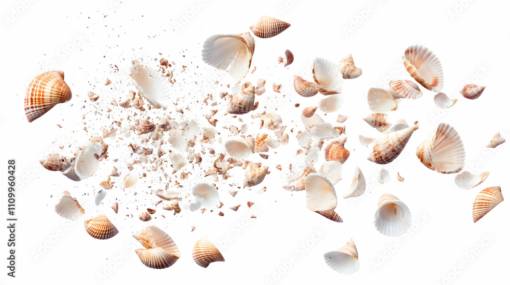 white Seashell scatter in many group. White background white Seashell scatter in many group. White background