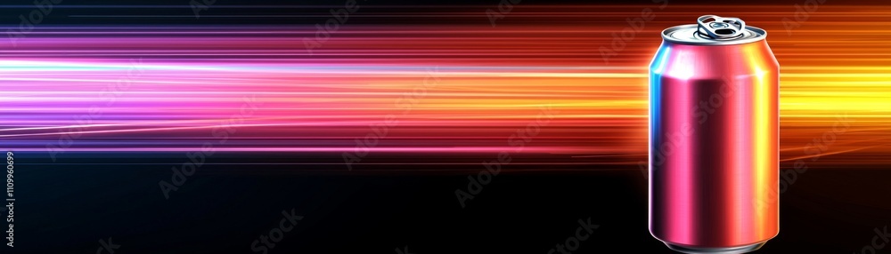 Fototapeta premium Dynamic energy drink can abstract background digital art vibrant colors close-up modern lifestyle concept