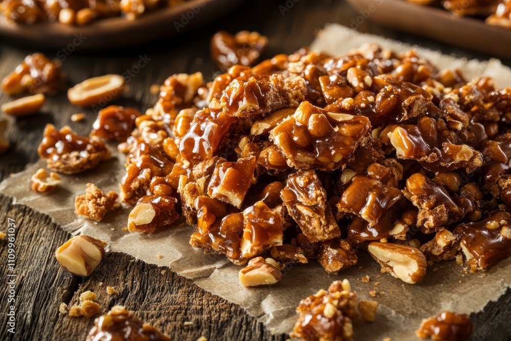 Crunchy Peanut Brittle on Casual Napkin Setup Crunchy Peanut Brittle on Casual Napkin Setup
