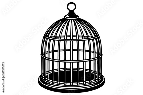Cute birdcage isolated on vector art illustration