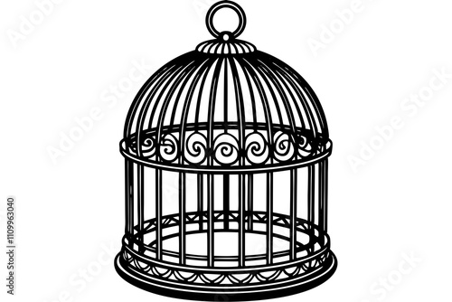 Cute birdcage isolated on vector art illustration