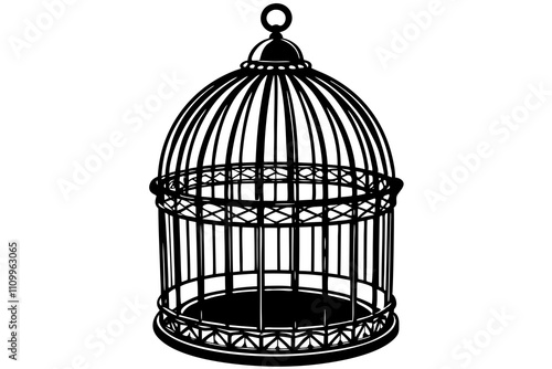 Cute birdcage isolated on vector art illustration