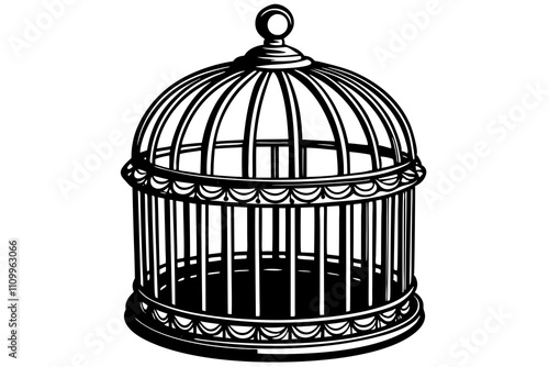 Cute birdcage isolated on vector art illustration