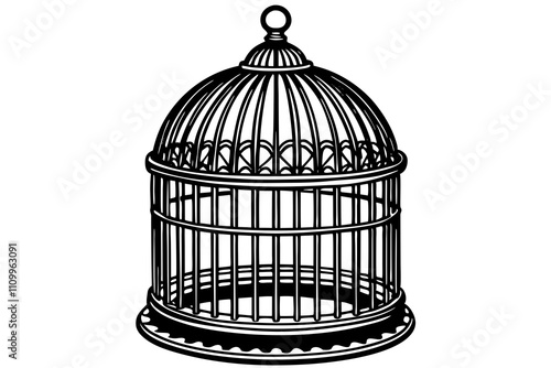 Cute birdcage isolated on vector art illustration
