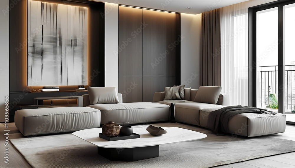 Modern living room design urban apartment interior decor cozy environment contemporary viewpoint minimalist concept Modern living room design urban apartment interior decor cozy environment contemporary viewpoint minimalist concept
