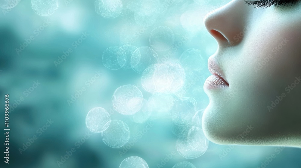 Captivating close-up of a woman's face underwater setting emotional portrait soft aesthetic Captivating close-up of a woman's face underwater setting emotional portrait soft aesthetic