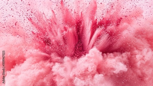 Explosive pink powder burst studio abstract art colorful environment close-up view motion concept photo