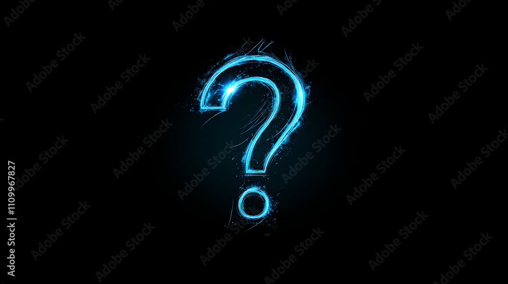 Glowing blue neon line question mark icon for modern design concepts. Illuminated. Illustration Glowing blue neon line question mark icon for modern design concepts. Illuminated. Illustration