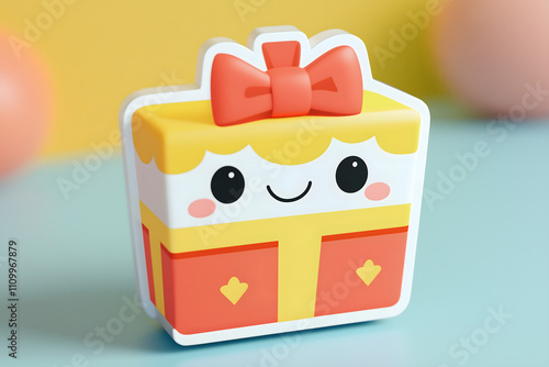 Cute 3D Gift Box Sticker Illustration