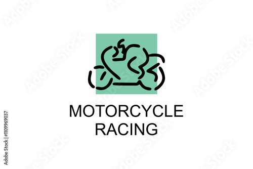 motorcycle racing sport vector line icon. motorcyclists speeding around the circuit. sport pictogram illustration.