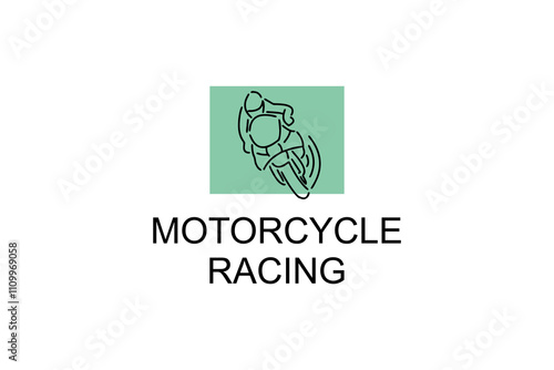 motorcycle racing sport vector line icon. motorcyclists speeding around the circuit. sport pictogram illustration.