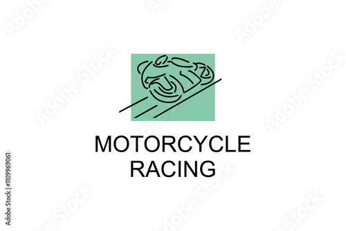 motorcycle racing sport vector line icon. motorcyclists speeding around the circuit. sport pictogram illustration.
