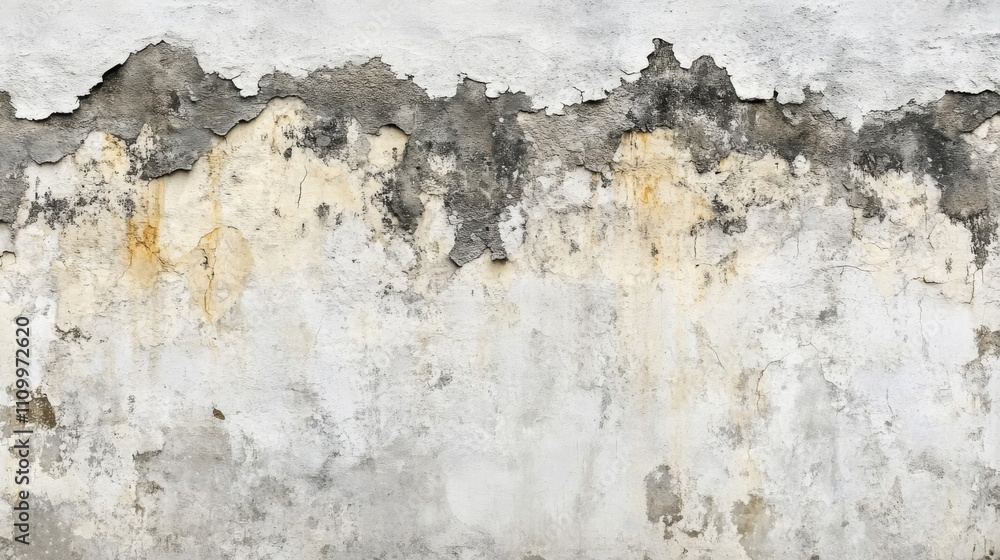 Weathered White Wall with Peeling Paint and Cracks Weathered White Wall with Peeling Paint and Cracks