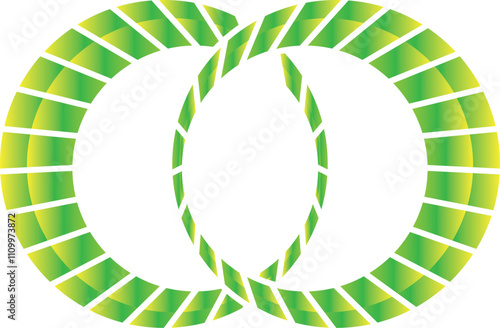 Black and green abstract crescent shaped gears logo icon photo