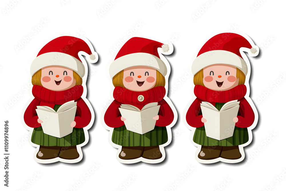 Cute 3D Christmas Character Stickers for Festive Designs Cute 3D Christmas Character Stickers for Festive Designs