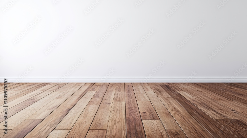 Minimalist Interior Space with Wooden Floor and White Wall Background Minimalist Interior Space with Wooden Floor and White Wall Background