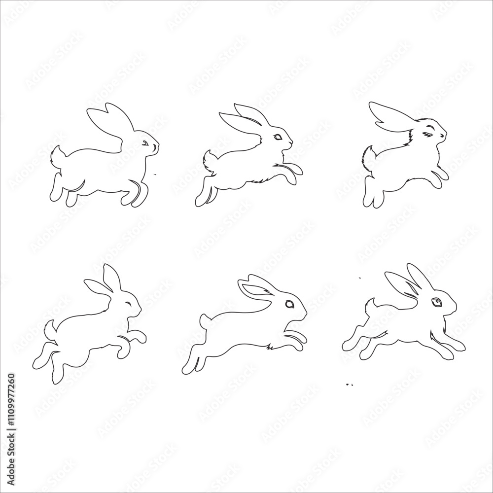 Vector Silhouette Outline Of Jumping Rabbit Vector Silhouette Outline Of Jumping Rabbit