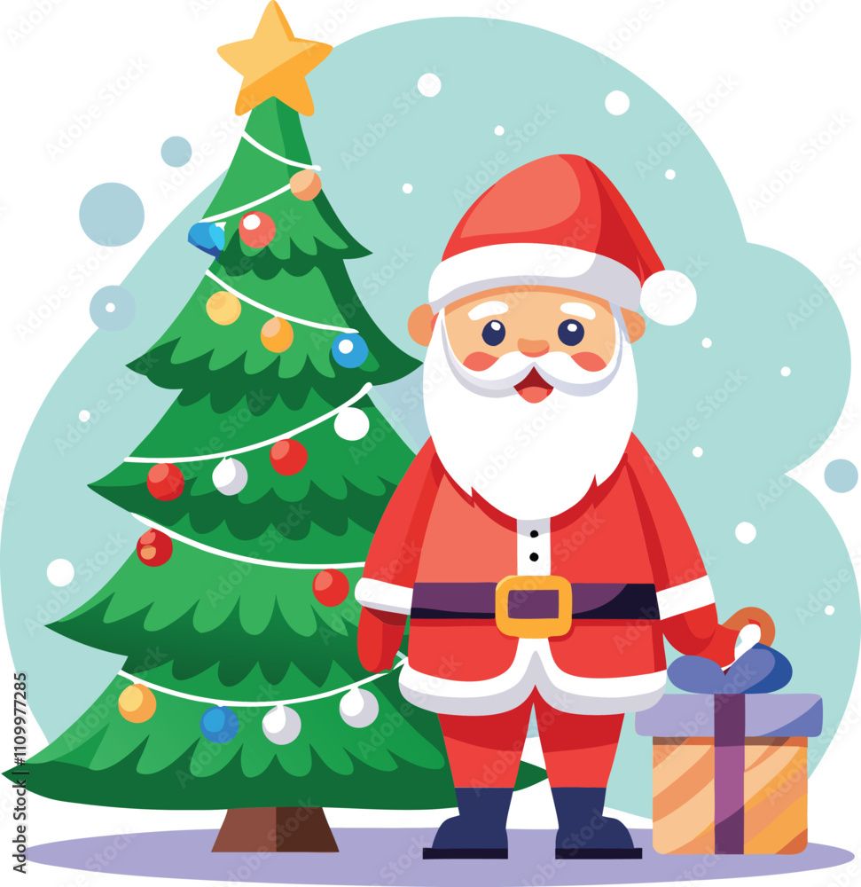 Christmas Tree and Santa Claus Vector Design Christmas Tree and Santa Claus Vector Design