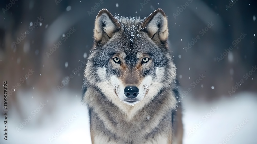 Gray wolf in snowy winter forest. Gray wolf in snowy winter forest.