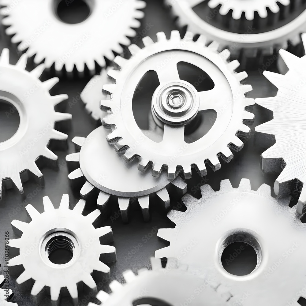 Intricate Gearwork Mechanism in Monochrome Minimalist Design Intricate Gearwork Mechanism in Monochrome Minimalist Design