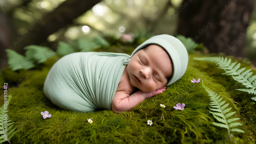 newborn baby sleeping on the grass newborn baby sleeping on the grass