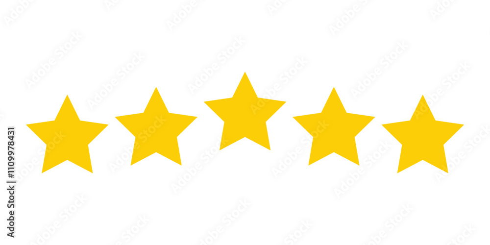 five star icon, review icon with star rating, vector illustration five star icon, review icon with star rating, vector illustration