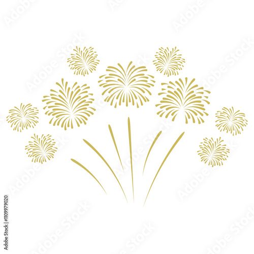New Year Fire Works Border Decoration