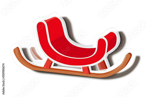 Cute 3D Illustration of a Simple Sled Sticker