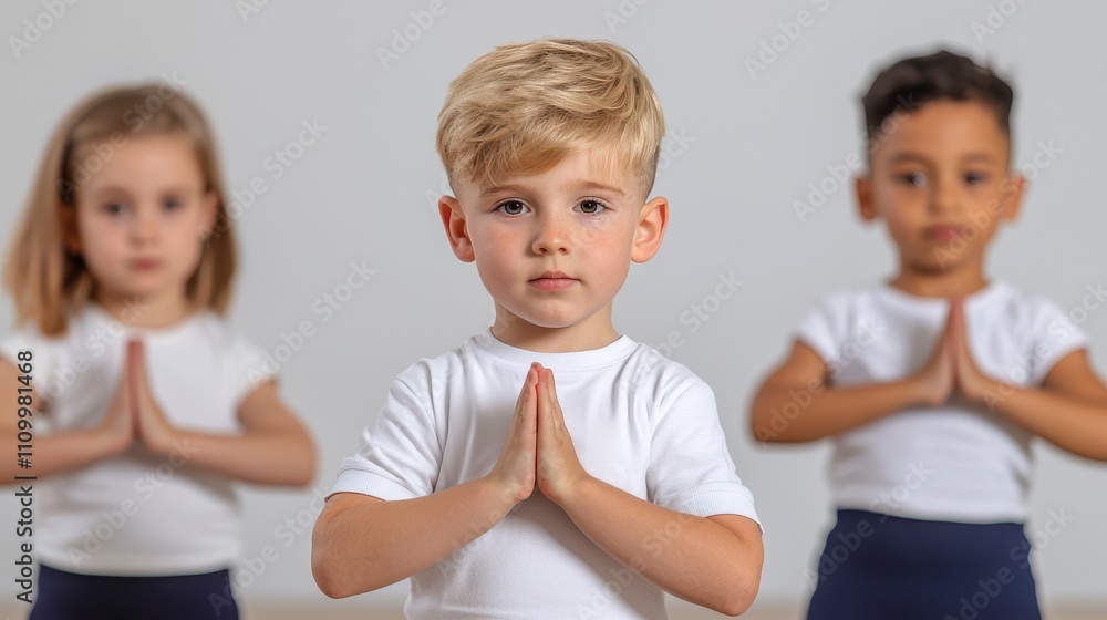 Kids Dance Class Concept, Small Group of Children Engaged in Modern Dance Class with Focused Expression Kids Dance Class Concept, Small Group of Children Engaged in Modern Dance Class with Focused Expression