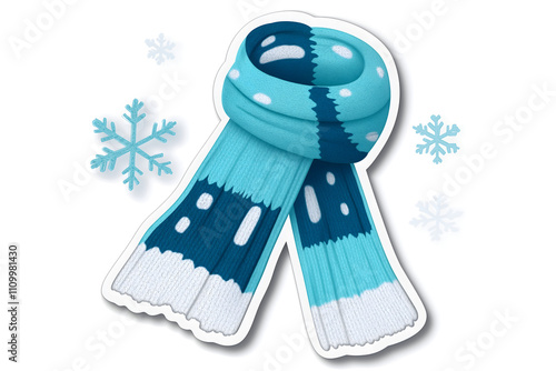 Cute 3D Winter Scarf Illustration Sticker Design