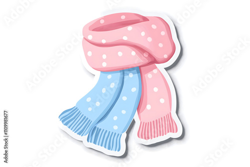Cute 3D Illustration of Winter Scarf Sticker