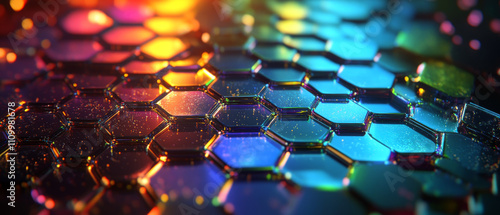 Hexagonal Lattice Nanophotonic Device: Colorful 3D Rendering