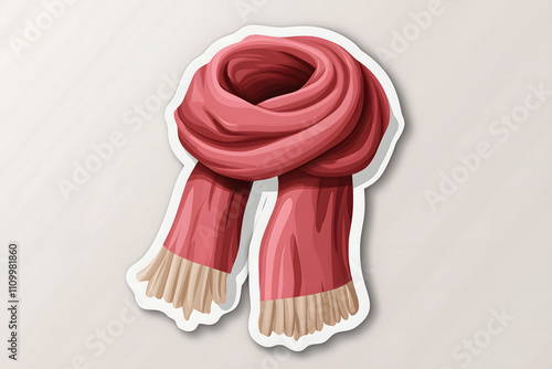 Cute 3D Illustration of a Winter Scarf Sticker