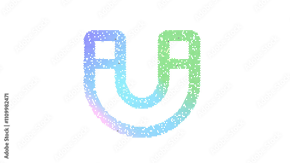 Icon magnet is made up of LED square shapes. There are bright diodes and there are black dead diodes Icon magnet is made up of LED square shapes. There are bright diodes and there are black dead diodes