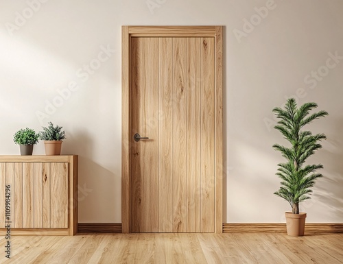 room with wooden door