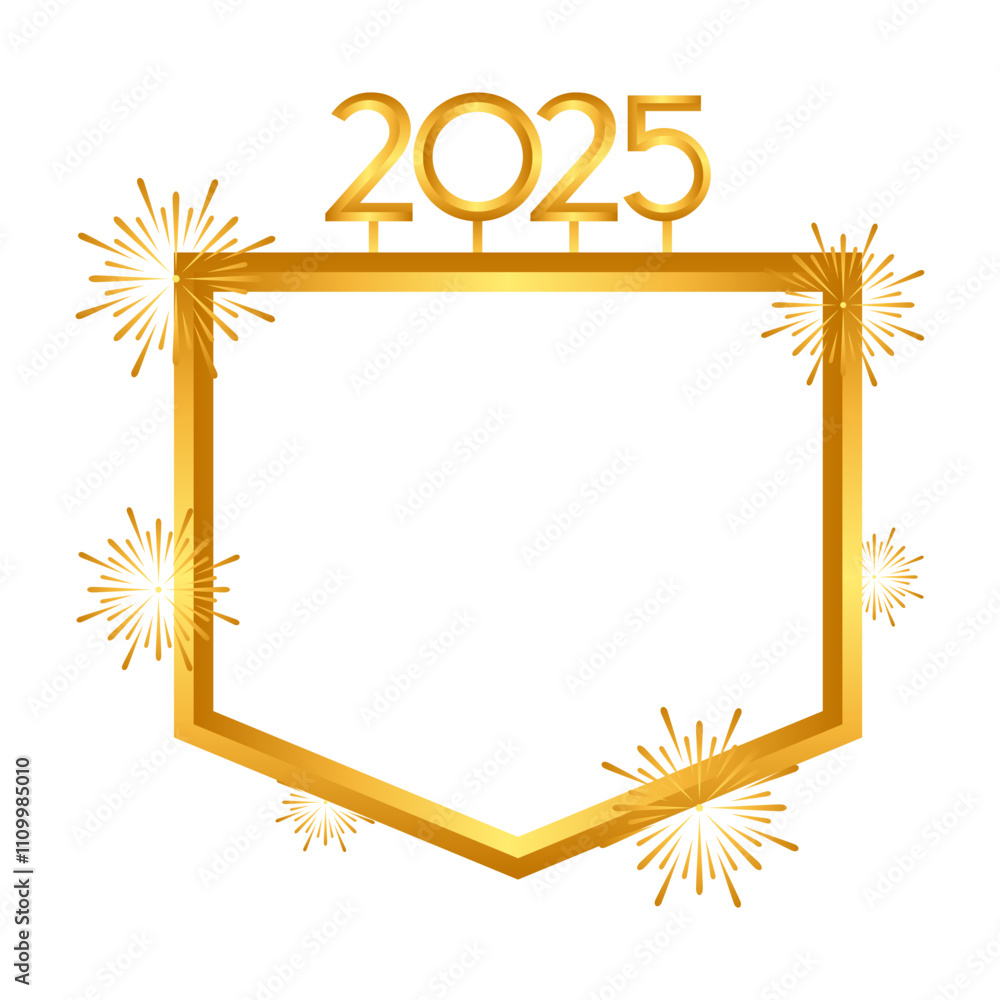 Obraz premium Golden Luxury New Year Frame With Fireworks