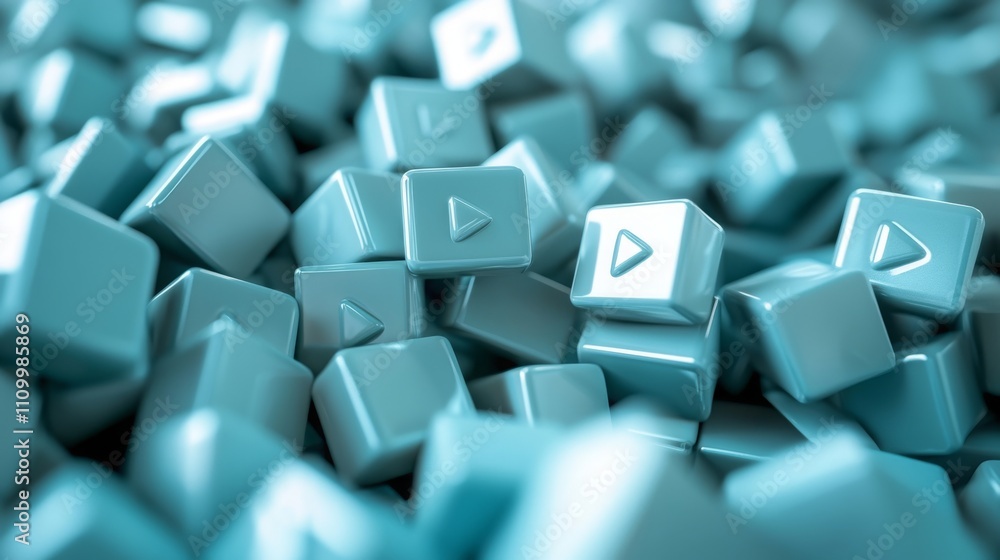 Playful Keyboard Keys with YouTube Play Icons Playful Keyboard Keys with YouTube Play Icons