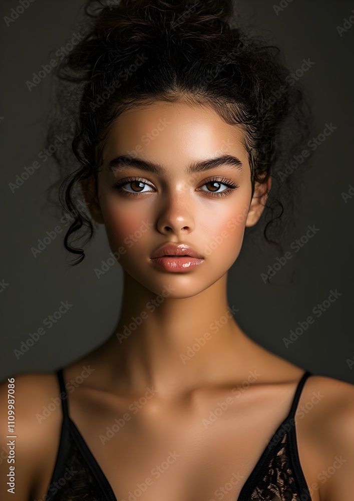 Captivating Portrait of a Confident and Alluring Young Woman in Studio Captivating Portrait of a Confident and Alluring Young Woman in Studio