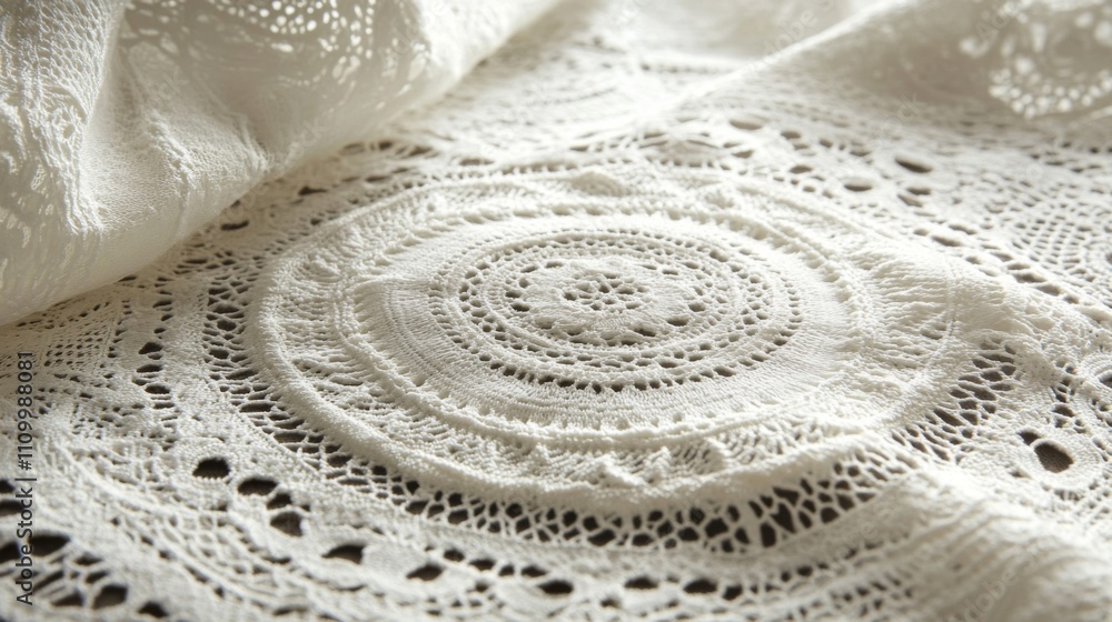 Close-up of White Crochet Doily with Intricate Pattern Close-up of White Crochet Doily with Intricate Pattern