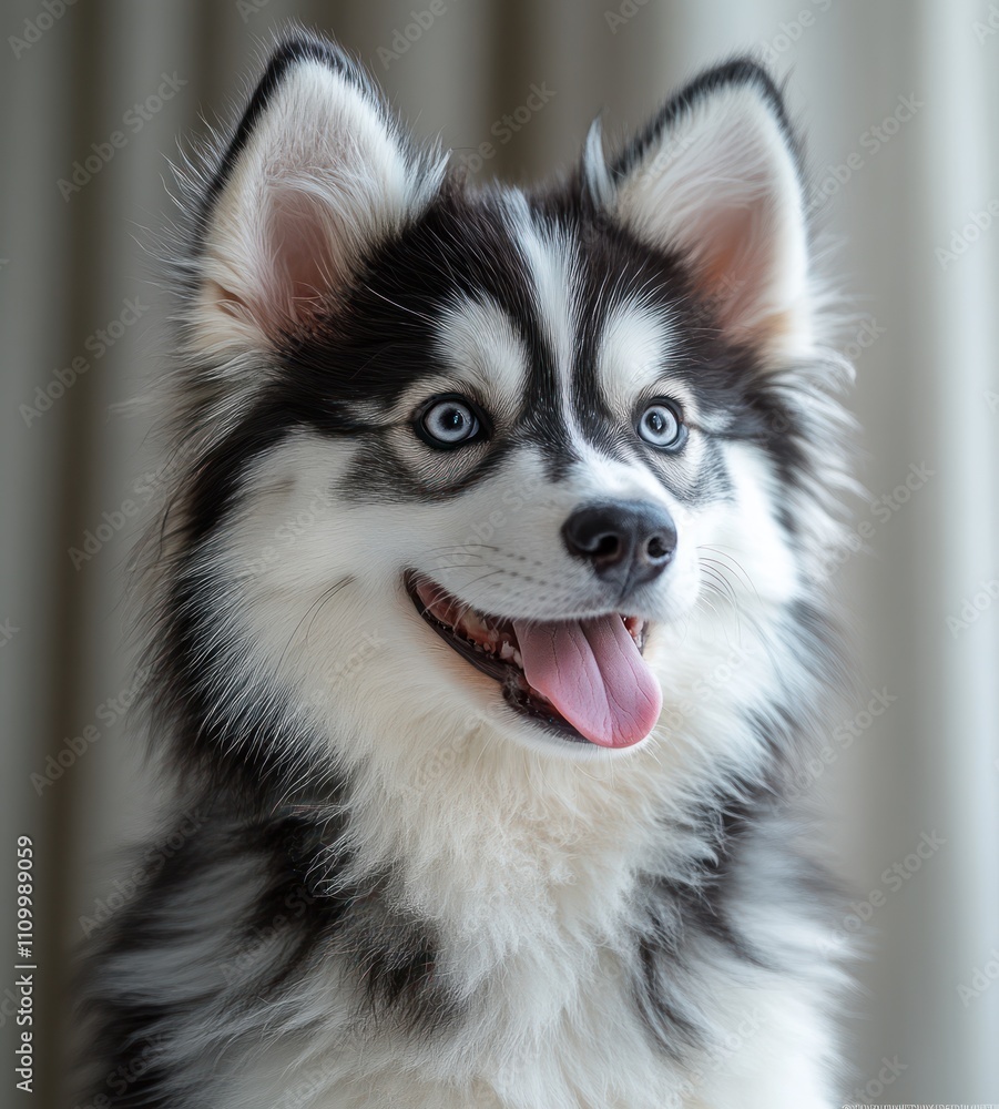 Adorable Husky Puppy Portrait: A Close-Up of a Happy Siberian Husky Dog Adorable Husky Puppy Portrait: A Close-Up of a Happy Siberian Husky Dog