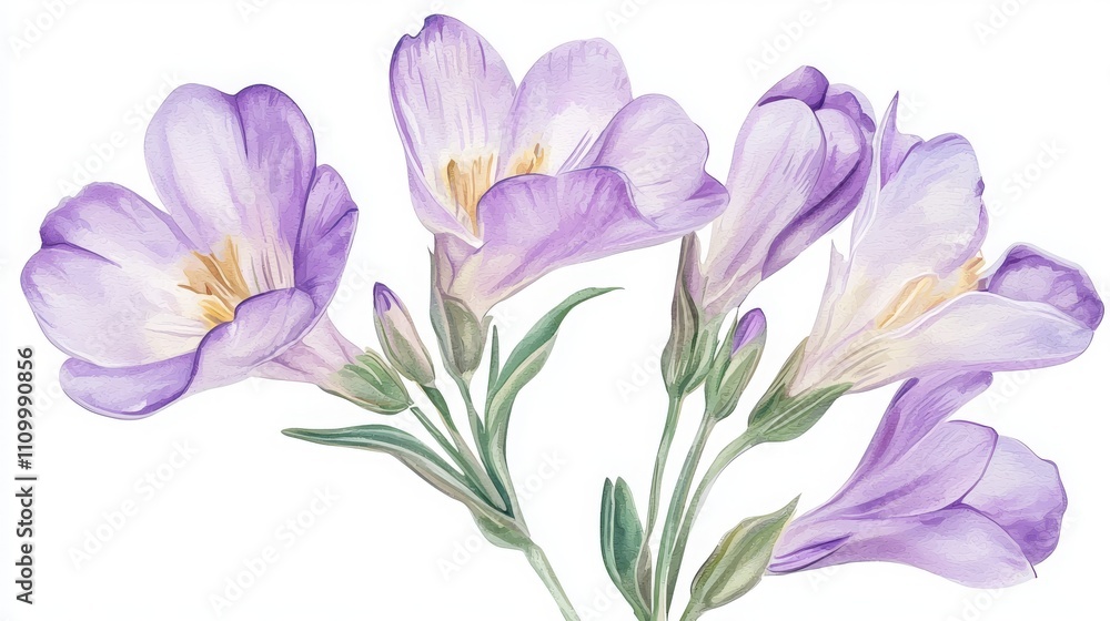 Beautiful Purple Freesia Flowers Illustration Beautiful Purple Freesia Flowers Illustration