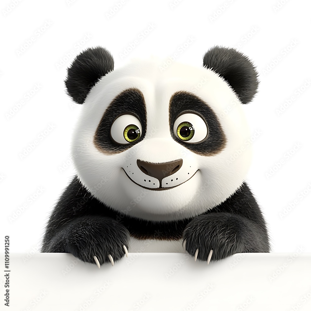 youthful giant panda, Curious Panda on Isolated White Background youthful giant panda, Curious Panda on Isolated White Background