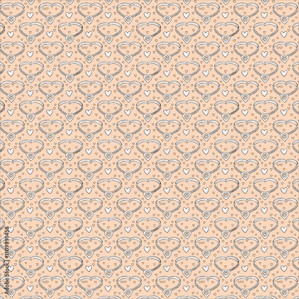 Peachy Hearts: A Hand-Drawn Repeating Pattern Illustration. AI Generated Peachy Hearts: A Hand-Drawn Repeating Pattern Illustration. AI Generated