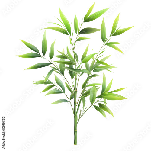 A vibrant bamboo plant showcasing lush green leaves, symbolizing growth, flexibility, and resilience in nature's design.