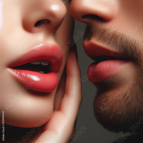 Close up of Lips Focus on the lips of both individuals showing s photo