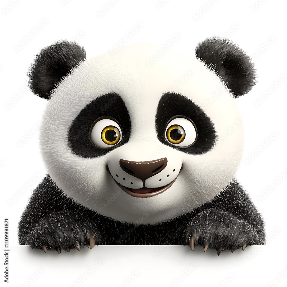 youthful giant panda, Curious Panda on White Background youthful giant panda, Curious Panda on White Background