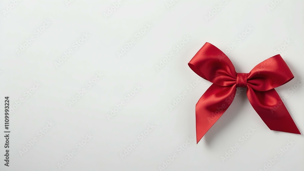Close-up of a red ribbon bows on a white background Close-up of a red ribbon bows on a white background