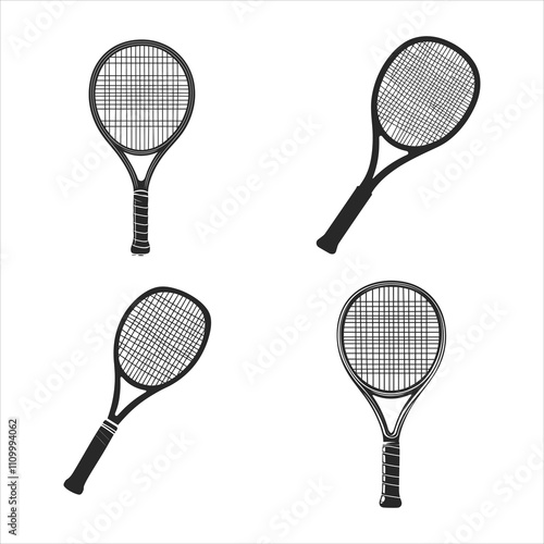 Set of tennis racket silhouette vector illustration