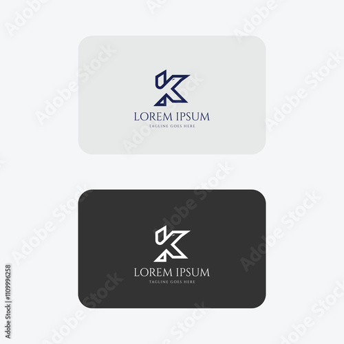 Initial Letter K with Eagle Hawk Falcon Icon Symbol Monogram Logo Design