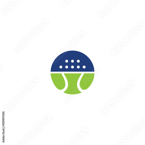 Vector Illustration of a padel ball with a padel racket surface that is attached to it photo